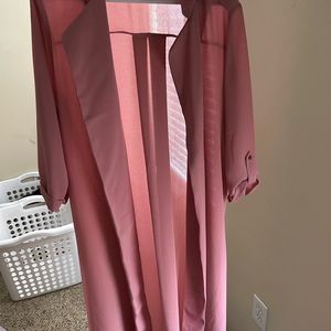 Haute Monde 3/4 sleeve sheer coverup. Size L. Color Fuscia Rose. Calf length